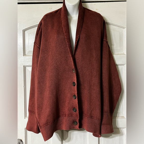 NWT Free People Chamomile Oversized Boho Sweater Cardigan Washed Acorn Large - Picture 5 of 14